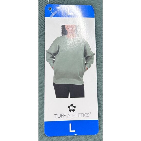 Tuff Athletics Crewneck Sweatshirt Women Size L Green Pullover Cotton Polyester - Picture 9 of 9